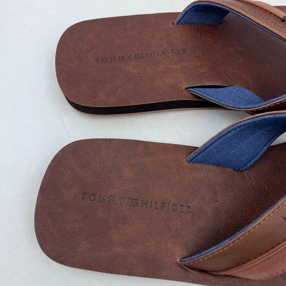 TOMMY HILFIGER, DAVIDSON-T MEN’S LIGHT BROWN FLIP FLOPS, SIZE 9M - Picture 11 of 15